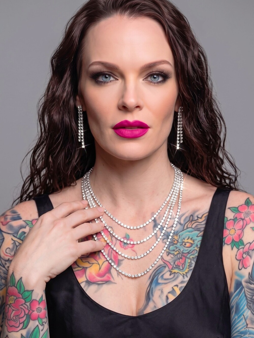 Windsor Wrap Me In Luxe Rhinestone Set Silver Layered Necklace Duster Earrings